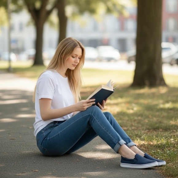Bernie Mev Women’s Verona Slip-On Sneaker Jeans Blue, Memory Foam Comfort Shoe - Picture 2 of 7
